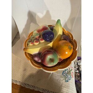 Vintage Ceramic Lidded Fruit Bowl Centerpiece By Van Nuys Calif USA MCM